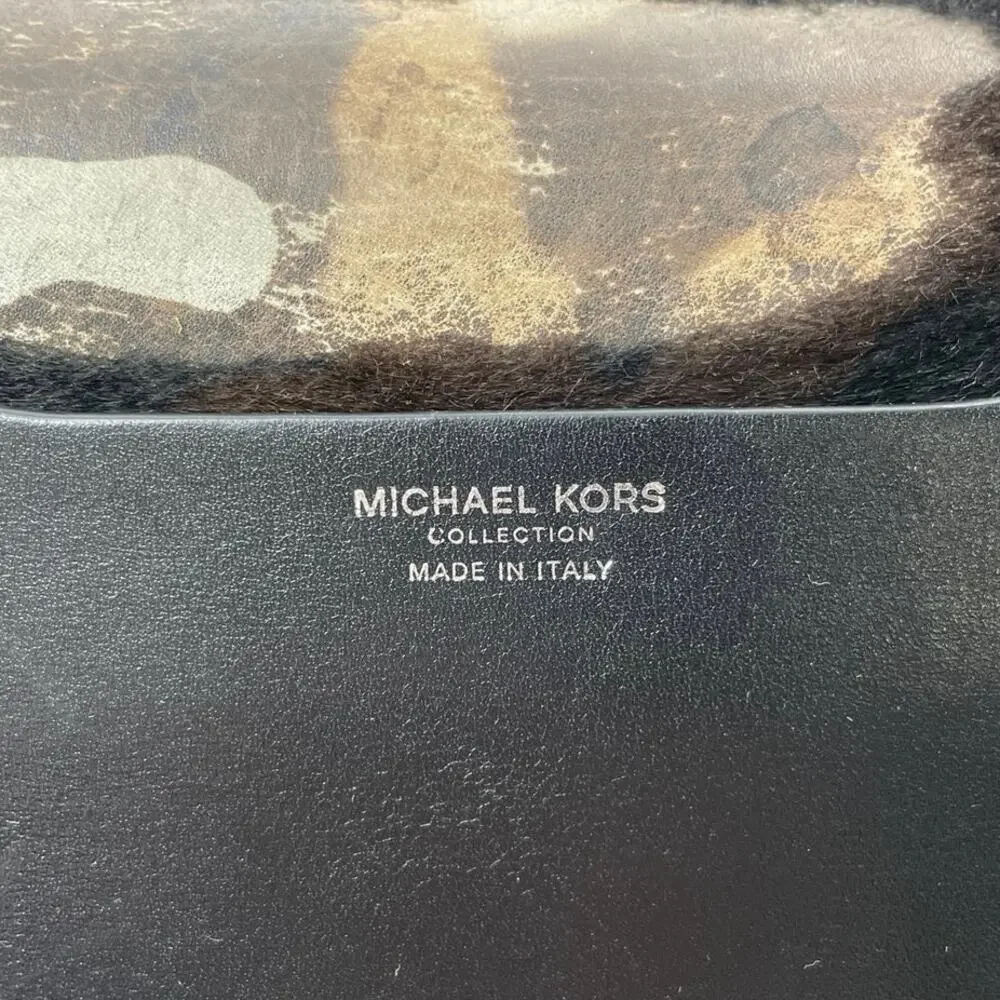 Michael Kors Mia Green Camo Calf Hair Shoulder Crossbody Satchel Handbag OS